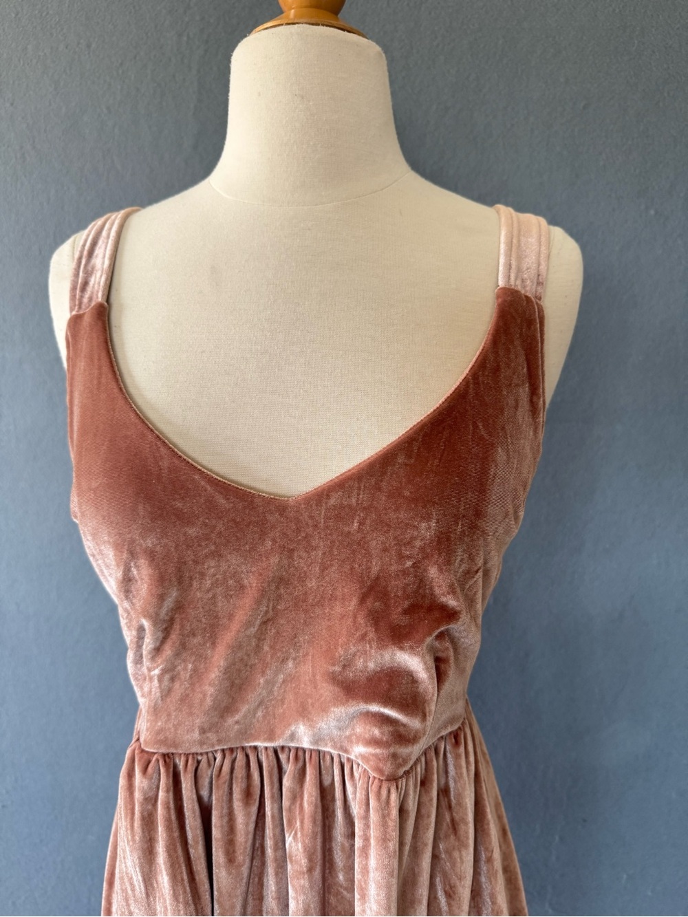 Saltwater Luxe Velvet Mini Dress Medium Pink Blush Tie Back Open Back Boho - Picture 4 of 11
